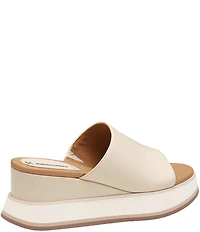 Johnston & Murphy Colleen Leather Platform Wedge Slide Sandals