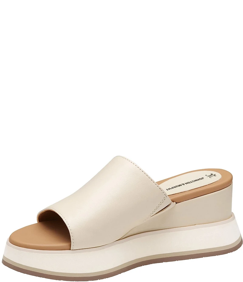 Johnston & Murphy Colleen Leather Platform Wedge Slide Sandals