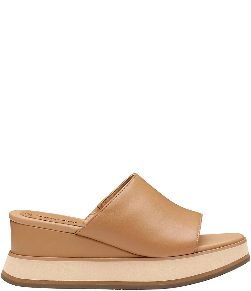Johnston & Murphy Colleen Leather Platform Wedge Slide Sandals