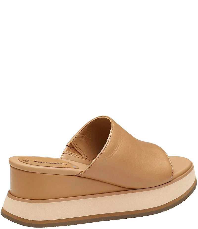Johnston & Murphy Colleen Leather Platform Wedge Slide Sandals