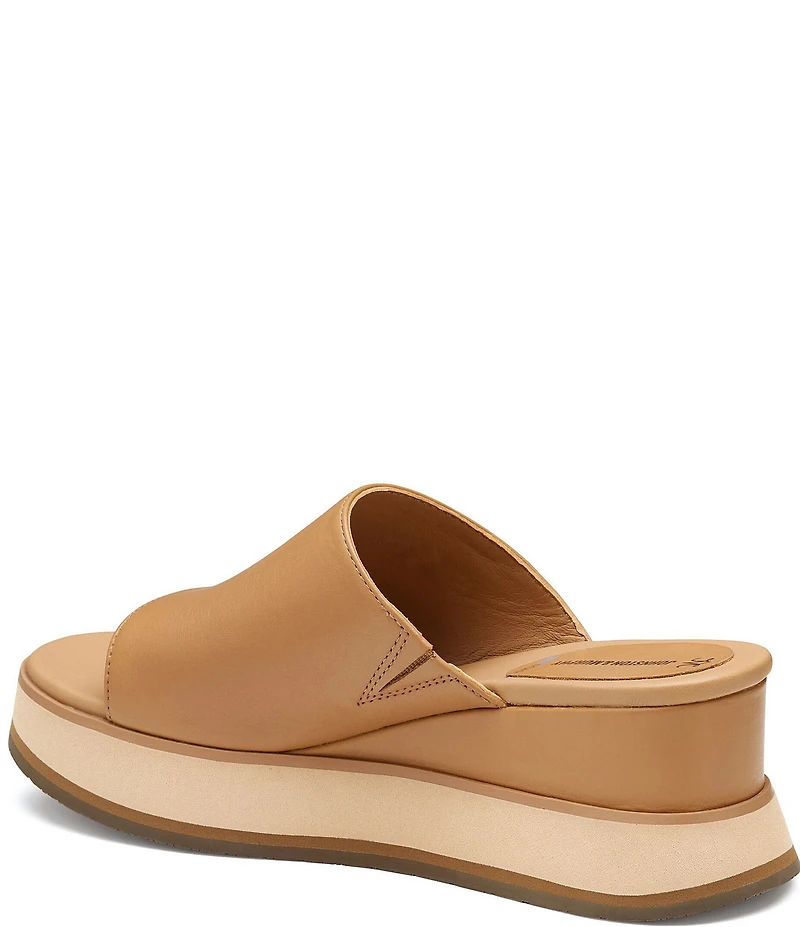 Johnston & Murphy Colleen Leather Platform Wedge Slide Sandals
