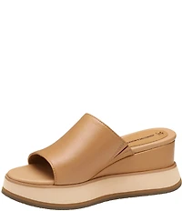 Johnston & Murphy Colleen Leather Platform Wedge Slide Sandals