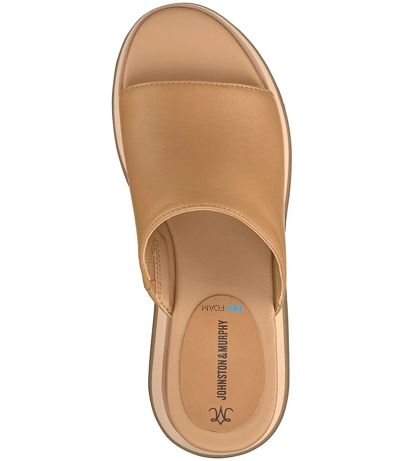 Johnston & Murphy Colleen Leather Platform Wedge Slide Sandals