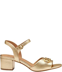 Johnston & Murphy Women's Edith Leather Bit Buckle Ankle Strap Sandals