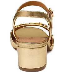 Johnston & Murphy Women's Edith Leather Bit Buckle Ankle Strap Sandals