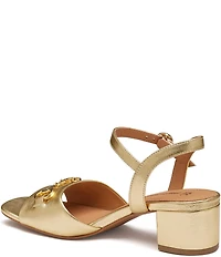 Johnston & Murphy Women's Edith Leather Bit Buckle Ankle Strap Sandals