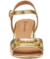 Johnston & Murphy Women's Edith Leather Bit Buckle Ankle Strap Sandals