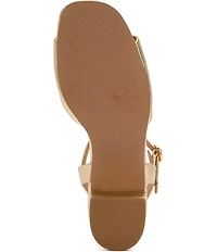 Johnston & Murphy Women's Edith Leather Bit Buckle Ankle Strap Sandals