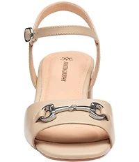 Johnston & Murphy Women's Edith Leather Bit Buckle Ankle Strap Sandals