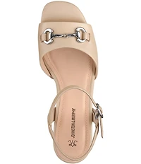 Johnston & Murphy Women's Edith Leather Bit Buckle Ankle Strap Sandals