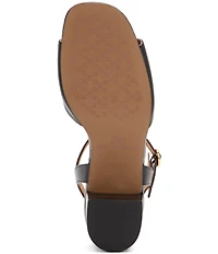 Johnston & Murphy Women's Edith Leather Bit Buckle Ankle Strap Stack Heel Sandals