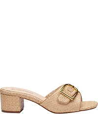 Johnston & Murphy Women's Edith Raffia Buckle Block Heel Slide Sandals