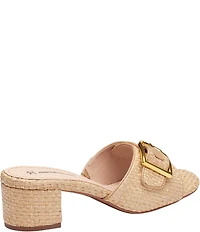 Johnston & Murphy Women's Edith Raffia Buckle Block Heel Slide Sandals