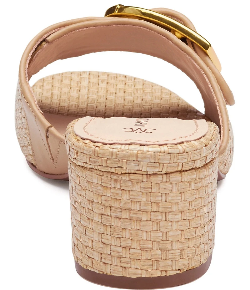 Johnston & Murphy Women's Edith Raffia Buckle Block Heel Slide Sandals