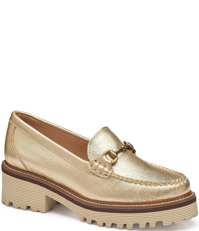 Johnston & Murphy Women's Emma Leather Bit Buckle Loafers