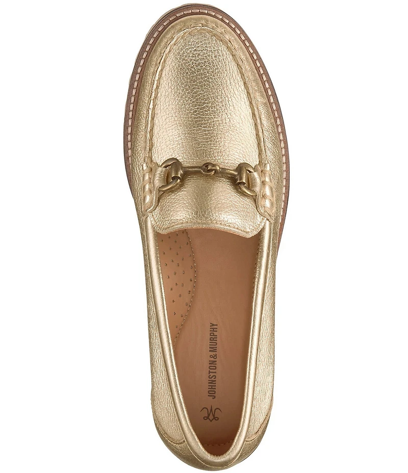 Johnston & Murphy Women's Emma Leather Bit Buckle Loafers
