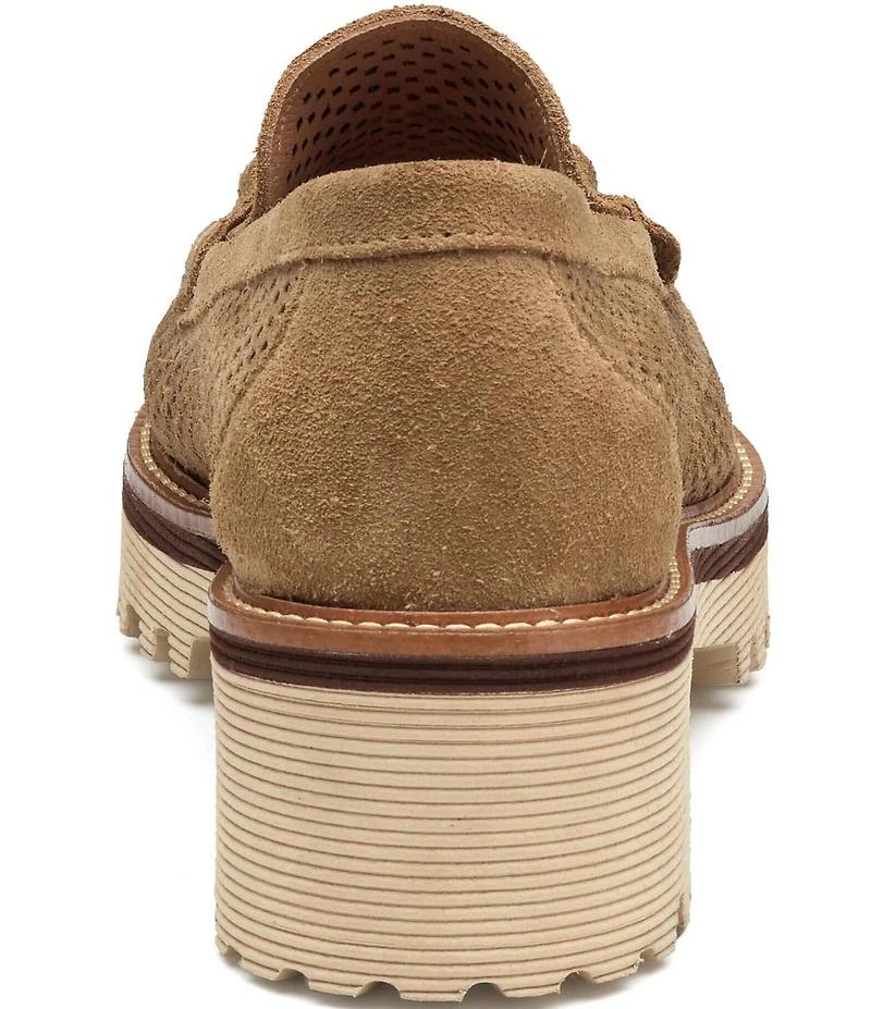 Johnston & Murphy Women's Emma Perforated Suede Bit Buckle Loafers