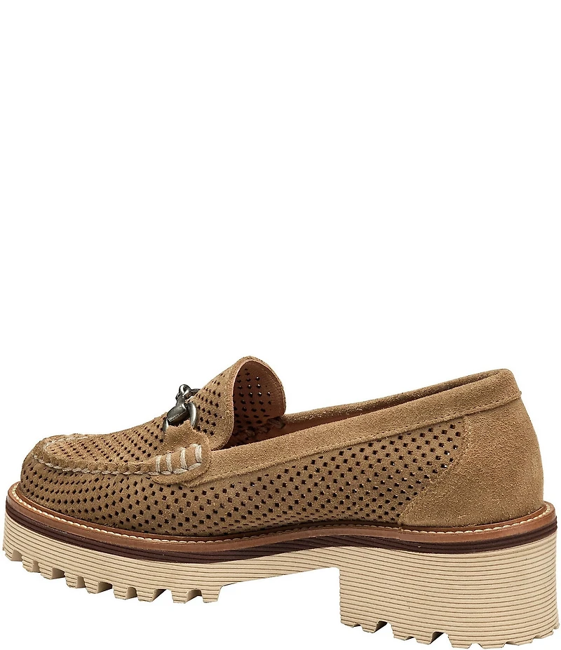 Johnston & Murphy Women's Emma Perforated Suede Bit Buckle Loafers