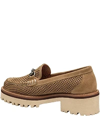 Johnston & Murphy Women's Emma Perforated Suede Bit Buckle Loafers