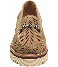 Johnston & Murphy Women's Emma Perforated Suede Bit Buckle Loafers