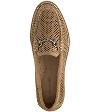 Johnston & Murphy Women's Emma Perforated Suede Bit Buckle Loafers
