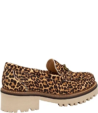 Johnston & Murphy Women's Emmalynn Leopard Haircalf Bit Buckle Loafers