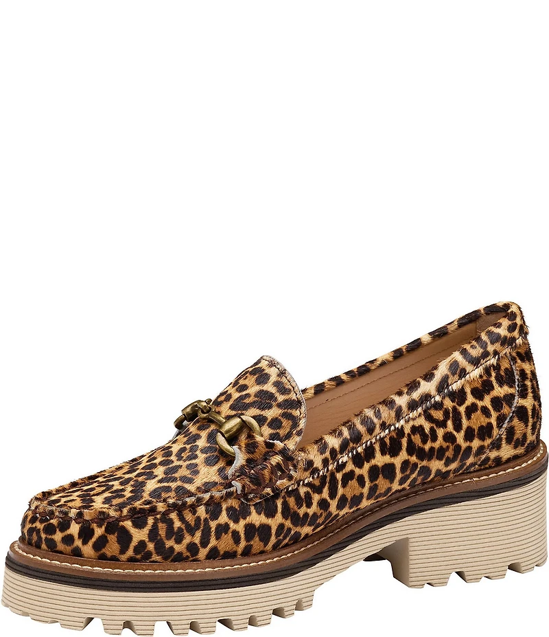 Johnston & Murphy Women's Emmalynn Leopard Haircalf Bit Buckle Loafers