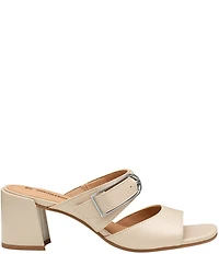 Johnston & Murphy Women's Everly Leather Buckle Hardware Banded Slides Sandals