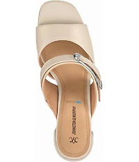 Johnston & Murphy Women's Everly Leather Buckle Hardware Banded Slides Sandals