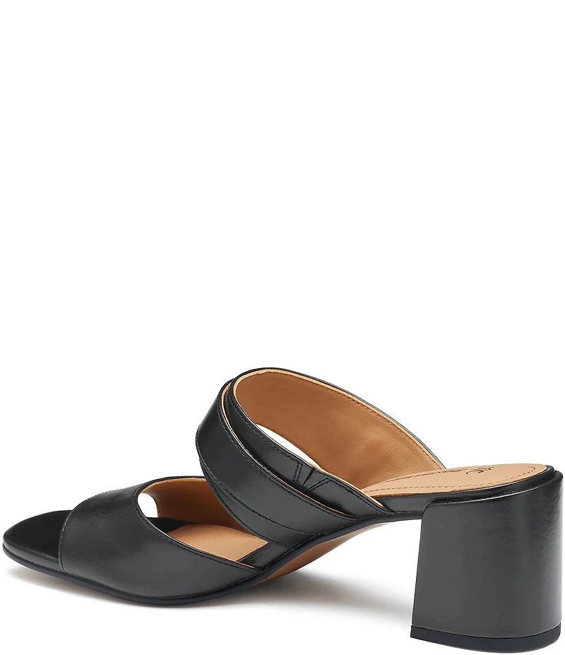 Johnston & Murphy Women's Everly Leather Buckle Hardware Banded Slides Sandals
