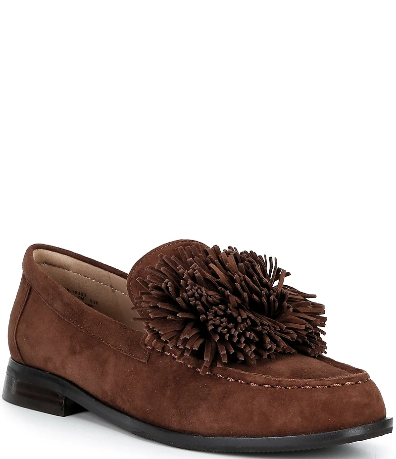 Johnston & Murphy Women's Gillian Pom Pom Suede Loafers