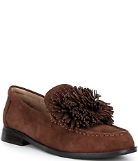 Johnston & Murphy Women's Gillian Pom Pom Suede Loafers