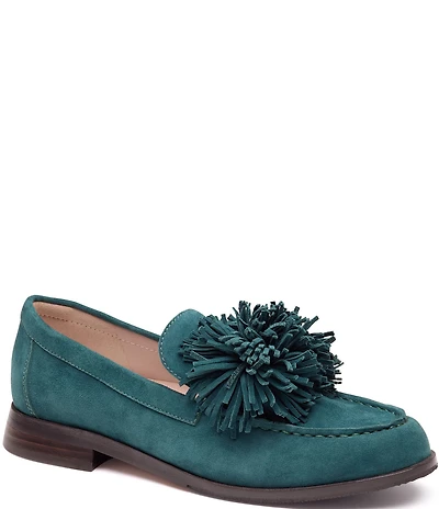 Johnston & Murphy Women's Gillian Pom Pom Suede Loafers