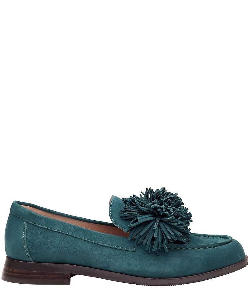 Johnston & Murphy Women's Gillian Pom Pom Suede Loafers