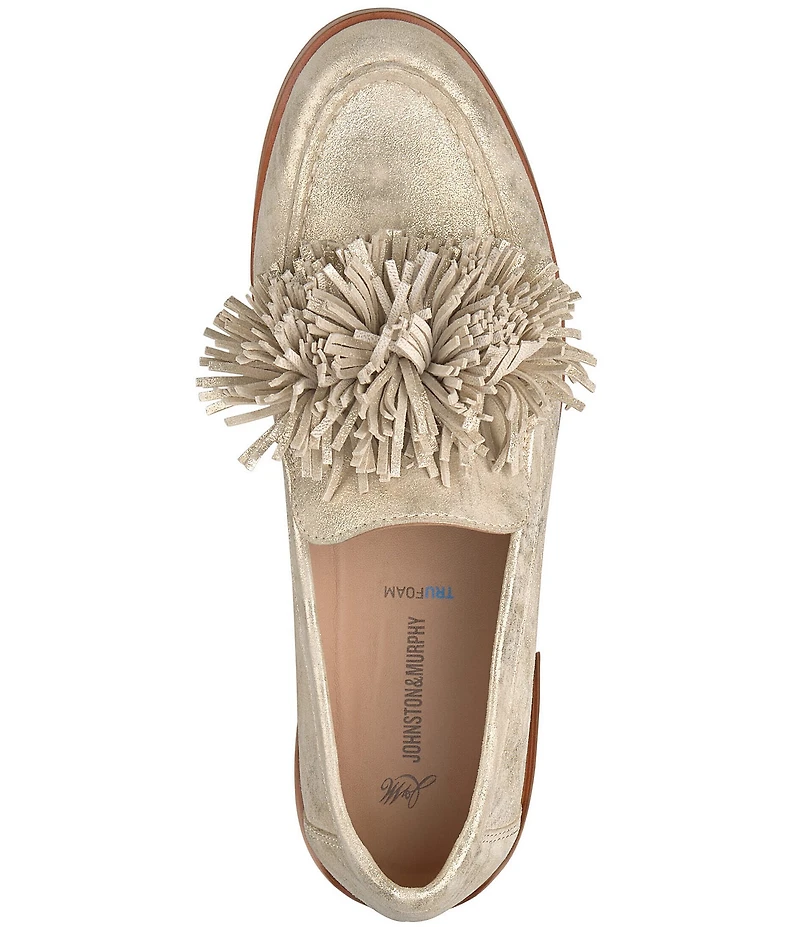 Johnston & Murphy Women's Gillian Suede Pom Pom Loafers