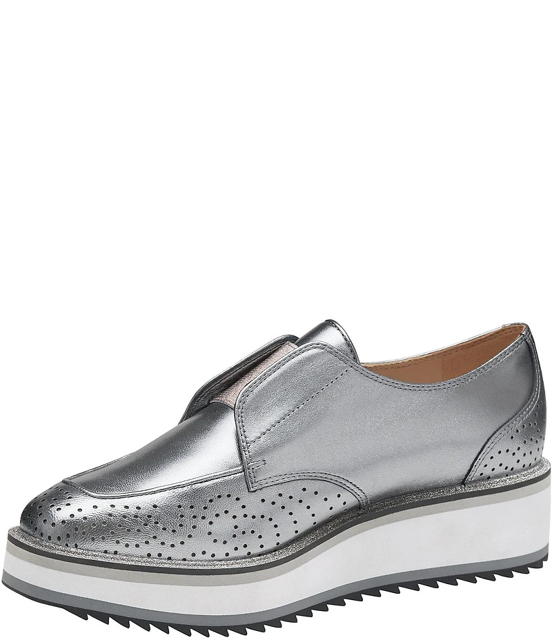 Johnston & Murphy Women's Gracelyn Leather Perforated Detail Platform Oxfords