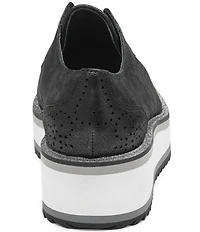 Johnston & Murphy Women's Gracelyn Soft Metallic Suede Perforated Detail Platform Oxfords