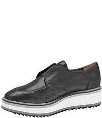 Johnston & Murphy Women's Gracelyn Soft Metallic Suede Perforated Detail Platform Oxfords