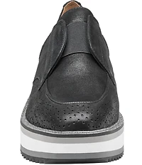 Johnston & Murphy Women's Gracelyn Soft Metallic Suede Perforated Detail Platform Oxfords