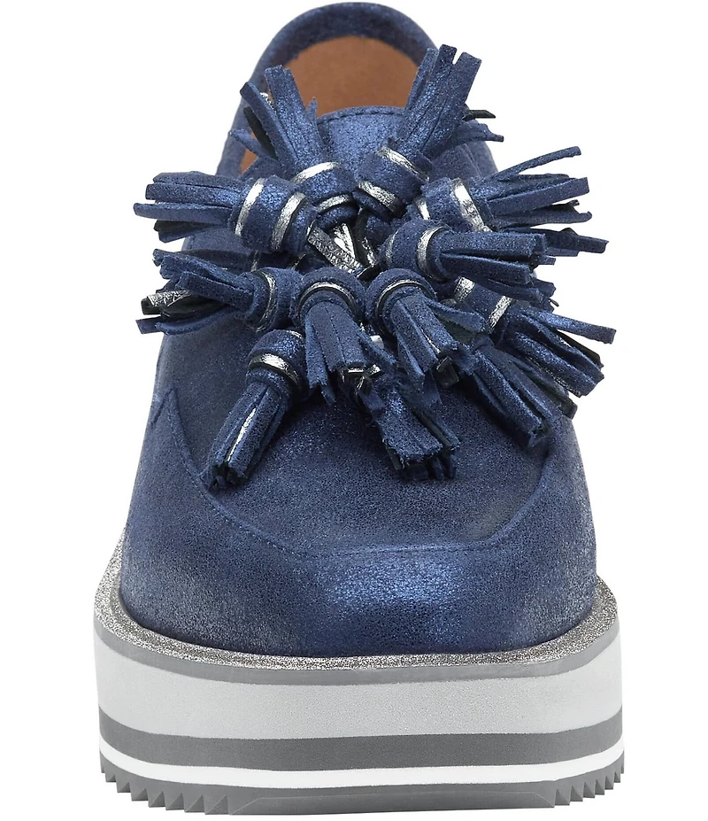 Johnston & Murphy Women's Gracelyn Tassel Leather Platform Wedge Loafers