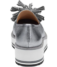 Johnston & Murphy Women's Gracelyn Tassel Leather Platform Wedge Loafers