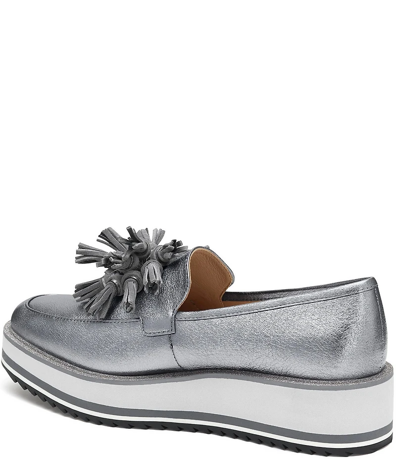 Johnston & Murphy Women's Gracelyn Tassel Leather Platform Wedge Loafers