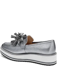 Johnston & Murphy Women's Gracelyn Tassel Leather Platform Wedge Loafers