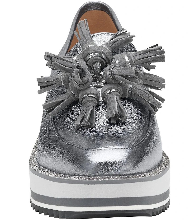 Johnston & Murphy Women's Gracelyn Tassel Leather Platform Wedge Loafers