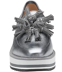 Johnston & Murphy Women's Gracelyn Tassel Leather Platform Wedge Loafers