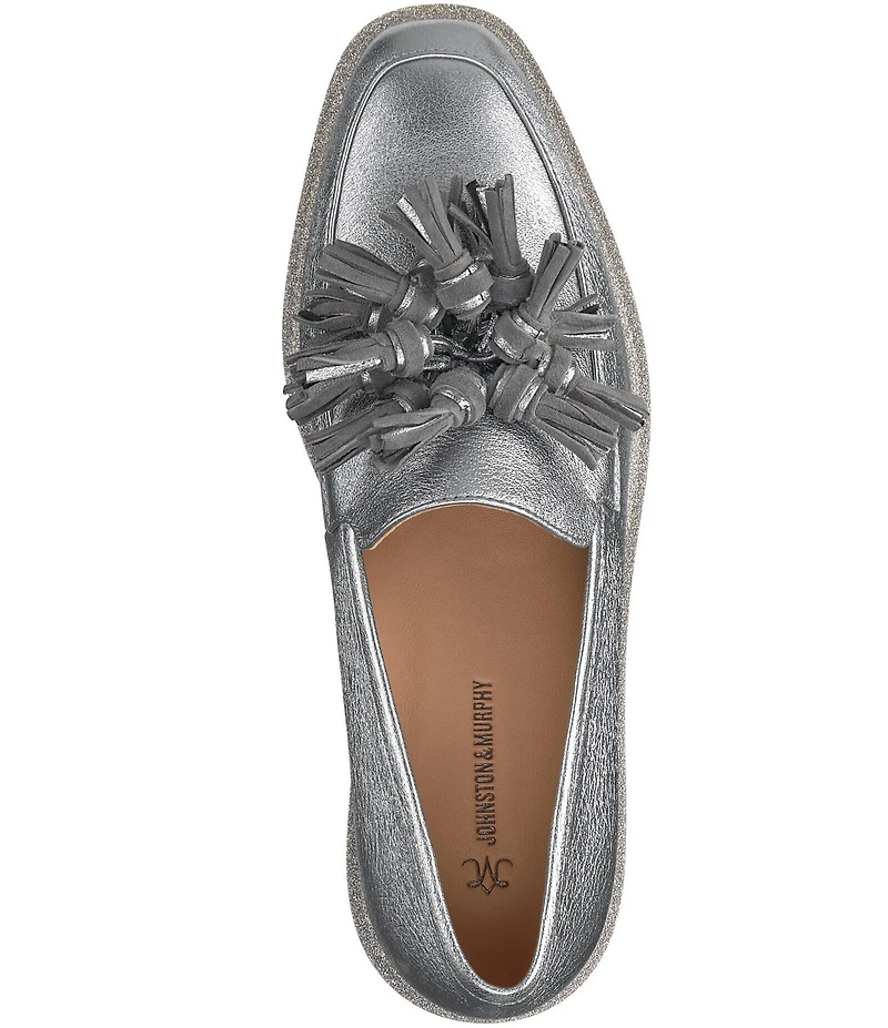 Johnston & Murphy Women's Gracelyn Tassel Leather Platform Wedge Loafers