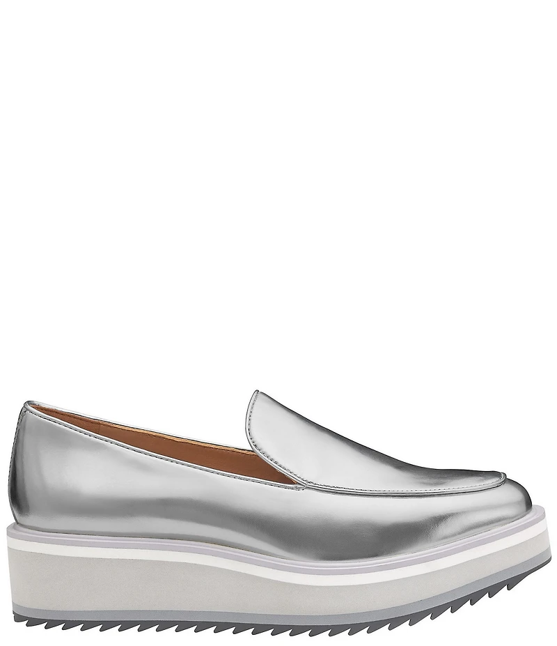 Johnston & Murphy Women's Gracelyn Leather Venetian Platform Wedge Loafers
