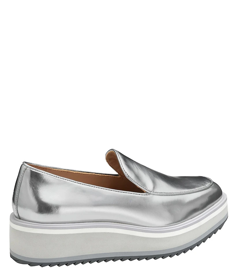 Johnston & Murphy Women's Gracelyn Leather Venetian Platform Wedge Loafers