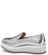 Johnston & Murphy Women's Gracelyn Leather Venetian Platform Wedge Loafers