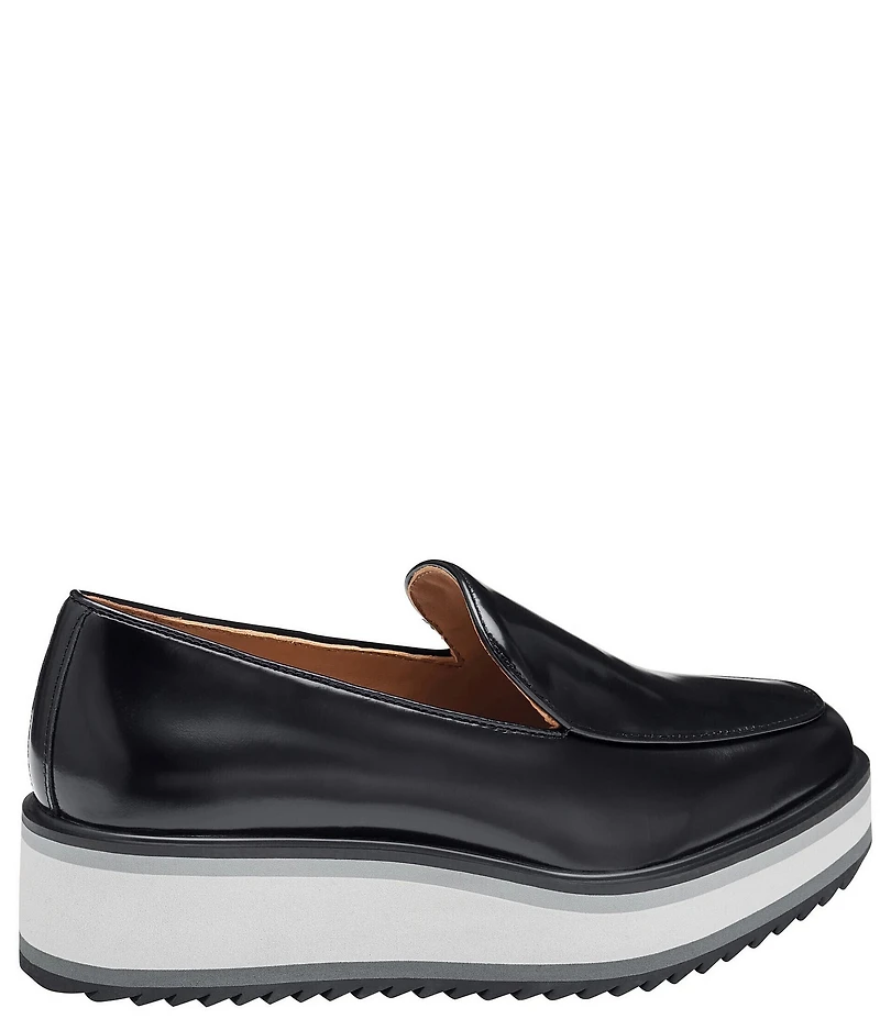Johnston & Murphy Women's Gracelyn Leather Venetian Platform Wedge Loafers
